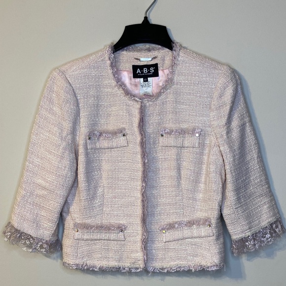 ABS by Allen Schwartz Women's Pink Tweed Blazer - Picture 3 of 8